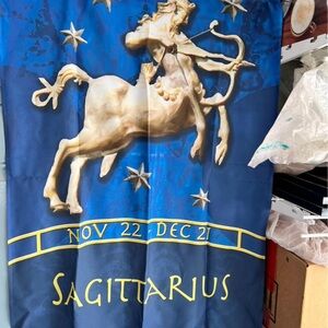 28" x 40" Sagittarius Zodiac FLAG Tapestry in Blue and Gold Never used like New